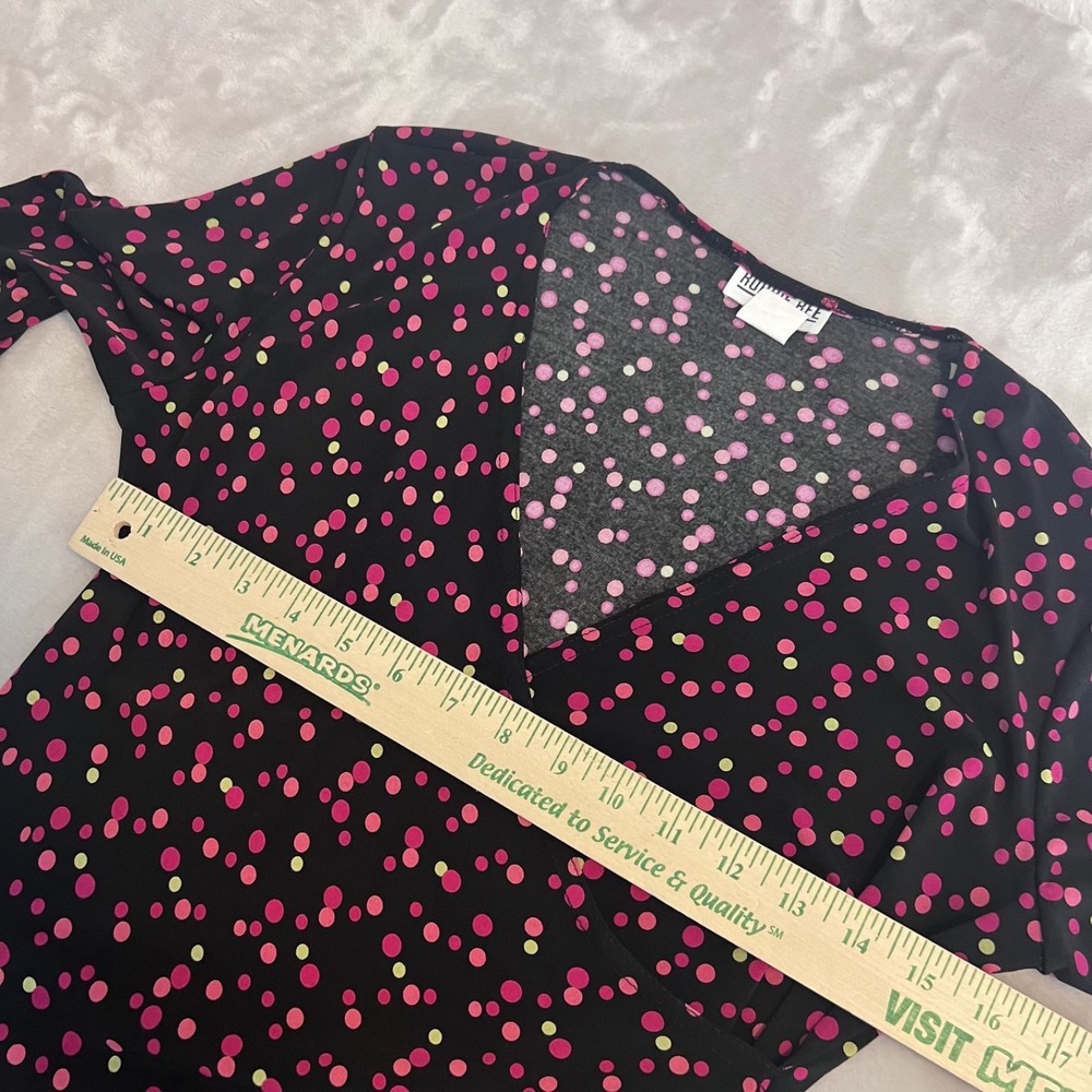 Vintage Y2K Faux Wrap Mini Dress Womens 6P Black Polka Dot Retro Party Feminine - Picture 6 of 10